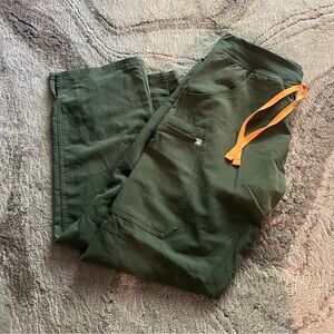 Figs Green Pants with Orange Drawstring